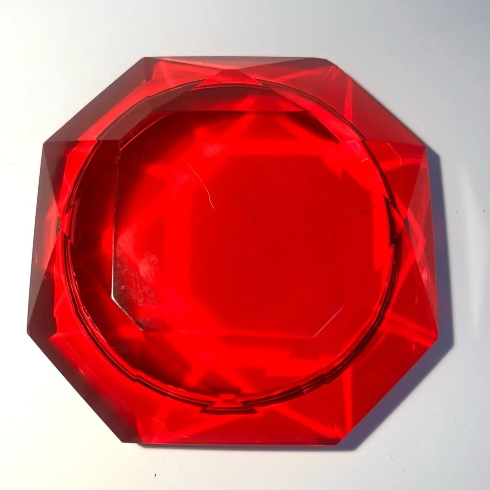 Restoration Hardware Crystal Pillar Candle Holder Diamond Shape Red or Holder